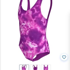 ♥️Nike Swim Big Kids' (Girls') U-Back  Swimsuit in a vivid purple tie-dye Large